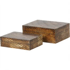 Libra Interiors Bone Carved Natural Finish Small Box -Best Home Decor Store 704988 G