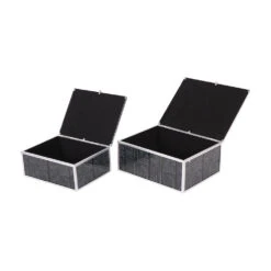Libra Interiors Squares Pattern Set Of 2 Decorative Boxes -Best Home Decor Store 705377 02