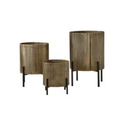 Libra Interiors Set Of 3 Corrugated Table Planters