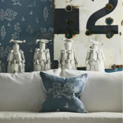 Andrew Martin Friendly Folk Cushion Happy Blue -Best Home Decor Store 70637 wychwood happy blue wallpaper with laurent sofa and scatter cushion in friendly folk happy blue fabric cce7f4f6 d704 4374 a132 e3eb92da3805
