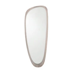 Olivia's Lesha Oak Veneer Teardrop Wall Mirror In Grey
