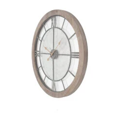 Olivia's Persia Natural Wood And Metal Round Wall Clock