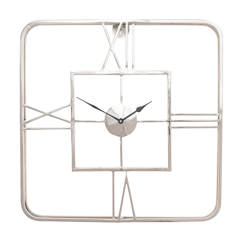 Olivia's Metal Square Wall Clock In Silver 1 Olivia's Metal Square Wall Clock In Silver