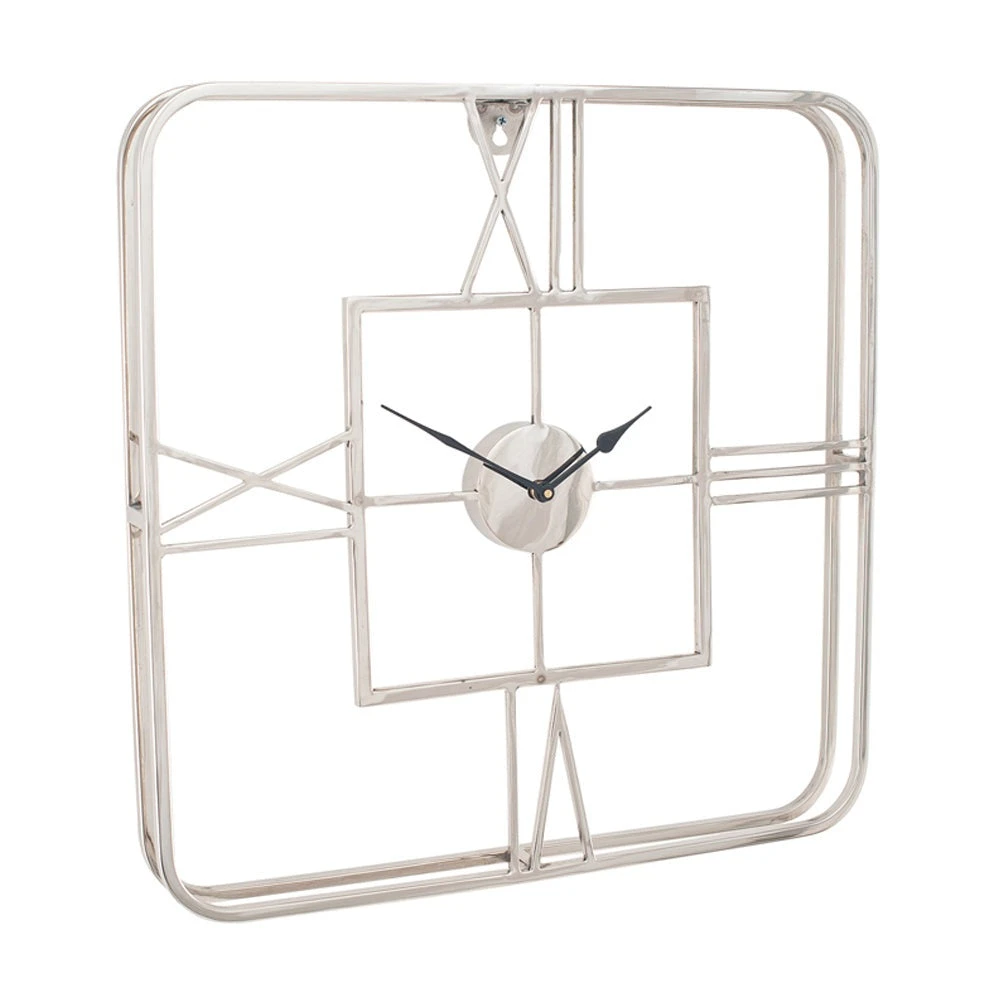 Olivia's Metal Square Wall Clock In Silver 2 Olivia's Metal Square Wall Clock In Silver - Image 2