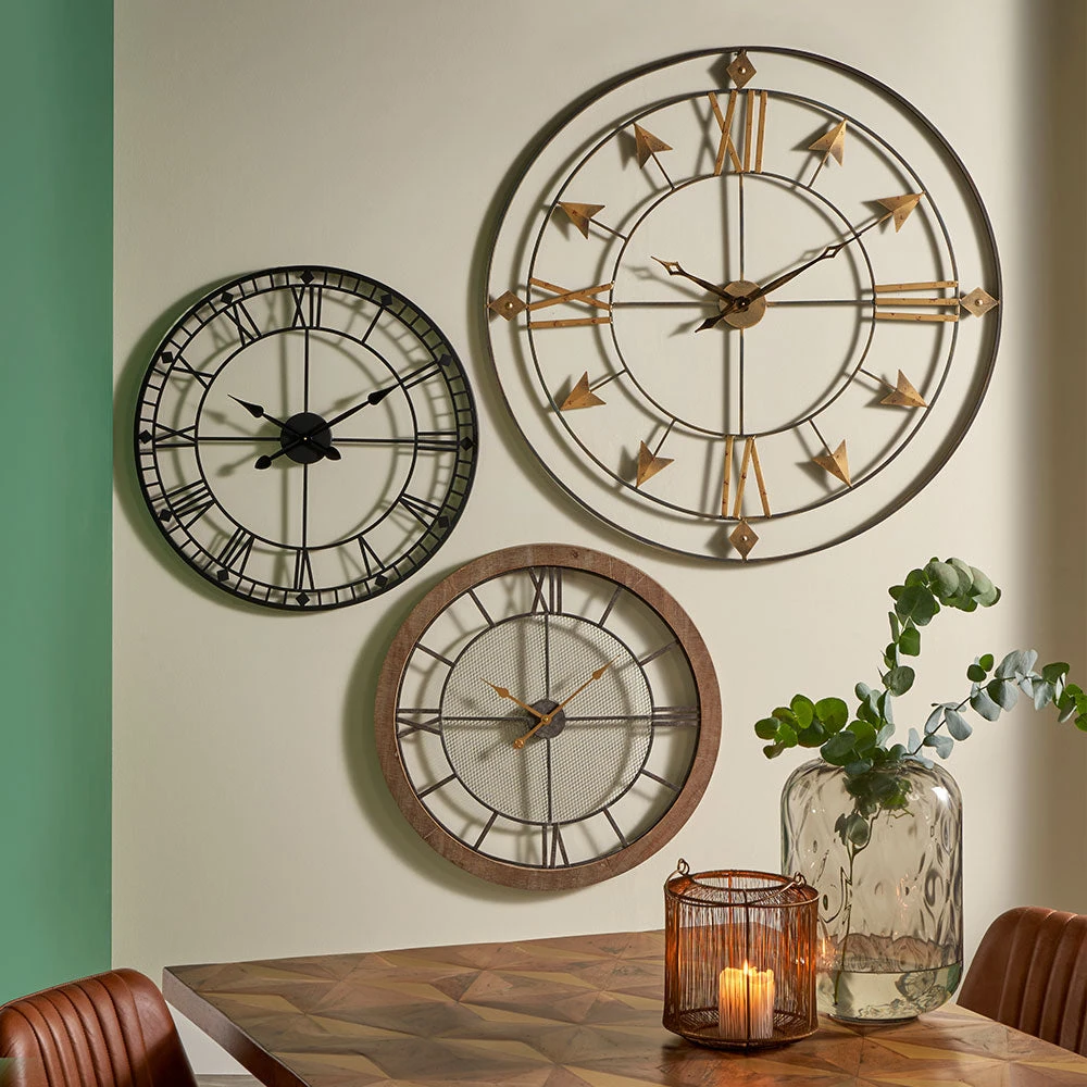 Olivia's Donnie Metal Round Skeleton Wall Clock In Black 2 Olivia's Donnie Metal Round Skeleton Wall Clock In Black - Image 2