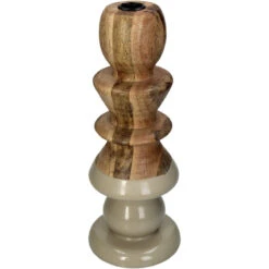 Libra Interiors Wooden Candle Stick In Beige -Best Home Decor Store 902359