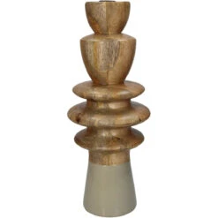 Libra Interiors Wooden Candle Stick In Beige -Best Home Decor Store 902360 B