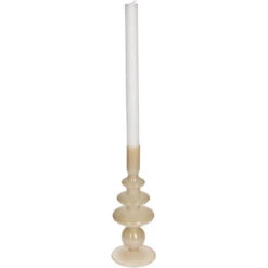 Libra Interiors Wide Glass Candle Stick In Beige