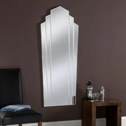 Olivia's Altona Art Deco Bevelled Full Length Wall Mirror In Silver