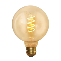 Industville Vintage Spiral LED Edison Bulb Old Filament Lamp - 5W E27 Small Globe G95 - Amber