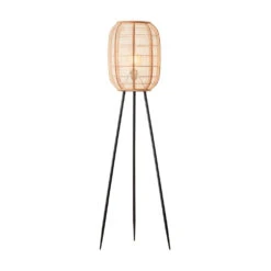 Gallery Interiors Zane Floor Lamp In Natural & Black