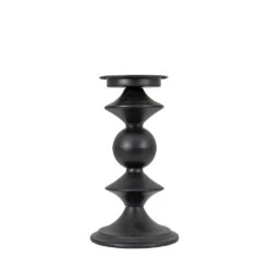 Gallery Interiors Hutton Pillar Candle Holder In Black