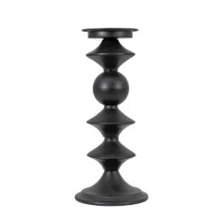 Gallery Interiors Hutton Pillar Candle Holder In Black -Best Home Decor Store GAL 5059413869631 00
