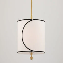 Hudson Valley Lighting Zara Brass Base And White W/Black Trim Shade Pendant -Best Home Decor Store H381701S AGB CE 03