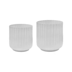 Ivyline Set Of 2 Hudson White Corrugated Planters