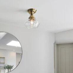 Olivia's Isabella Ceiling Light In Brass & Clear Glass | Outlet -Best Home Decor Store LIGHT CEILING 704369 1 a63c874d 3ede 4944 a47a 4f57c322ccb1