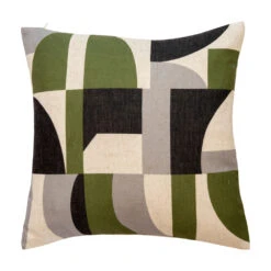 Malini Manhattan Linen Cushion In Olive