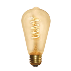 Industville Vintage Spiral LED Edison Bulb Old Filament Lamp - 5W E27 Pear ST64 - Amber