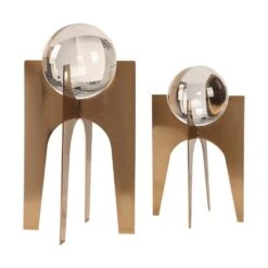 Uttermost Ellianna Set Of 2 Crystal Spheres In Bronze