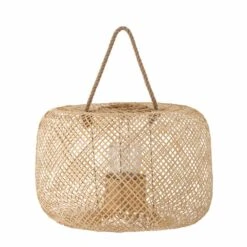 Bloomingville Outdoor Musu Bamboo Lantern With Glass In Natural