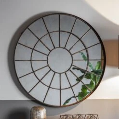 Gallery Interiors Battersea Industrial Round Window Pane Mirror -Best Home Decor Store image