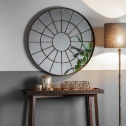 Gallery Interiors Battersea Industrial Round Window Pane Mirror -Best Home Decor Store image 3141d24c 58b4 45da 82b6 16ac33a3ac6f