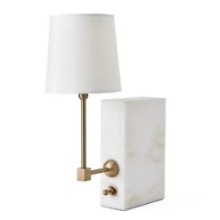Uttermost Black Label On A Shelf Mini Lamp - White Marble/Brass
